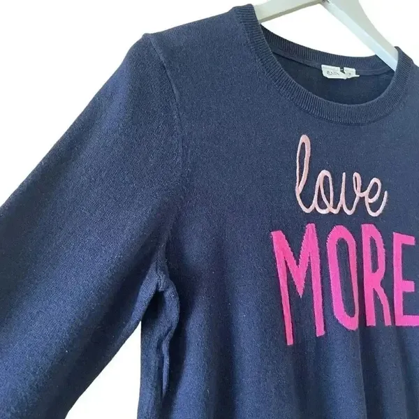 Gap Navy Blue With Pink Lettering Graphic Sweater Long Sleeves Cotton Casual Wom - Image 7