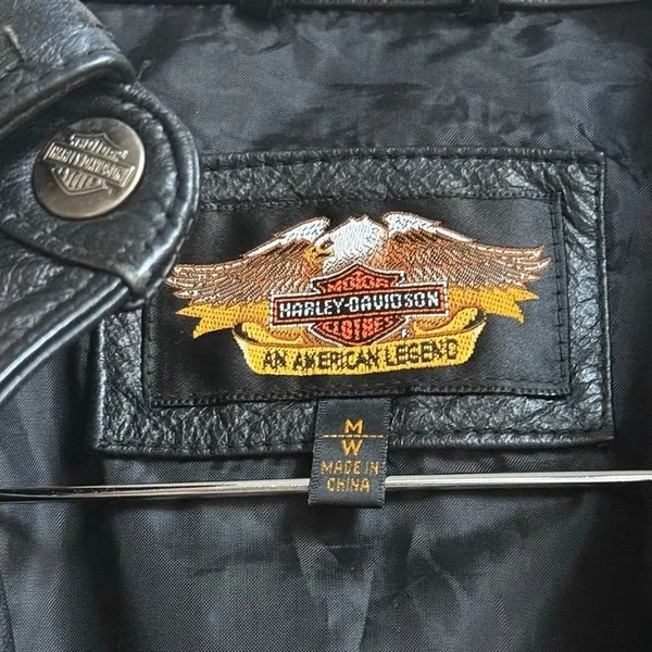 Harley Davidson Rare‎ 100% Leather Motorcycle Biker Jacket Medium - Image 5
