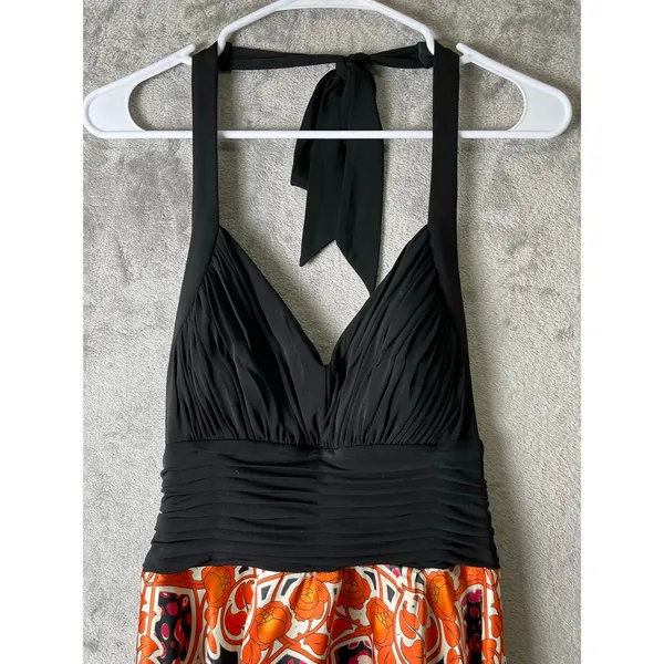 Vintage Halter Handkerchief Hem Maxi Dress Paisley Print Boho Formal Party 8 New - Image 2