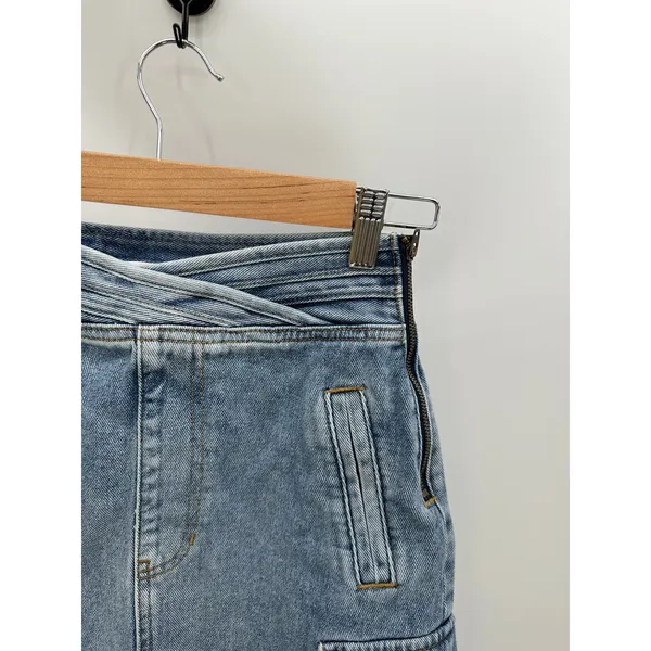PacSun‎ Light Blue Cargo Skate Mini Skirt Denim Womens Size 27 - Image 4