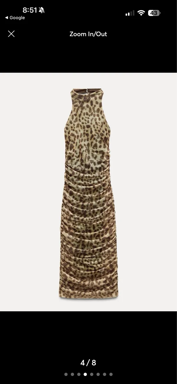 Zara Leopard-Print Ruched Midi Dress in Tan - Image 3