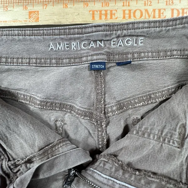 American Eagle Stovepipe Wide Leg Pants Womens 10 Stretch Waist Buckles Brown - Image 2