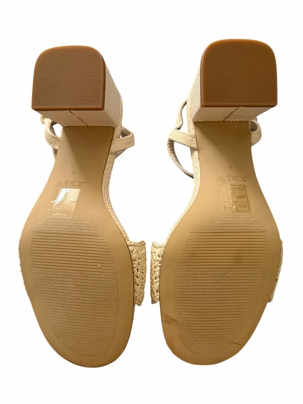 NWOB J.CREW FACTORY Woven Raffia Heeled Sandals Cream 6 - Image 5