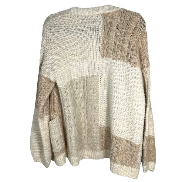 Abercrombie & Fitch Beige Cream Cableknit Wool Alpaca Blend Cardigan Medium - Image 4