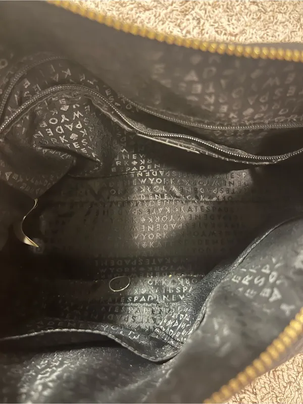 kate spade black pebbled leather satchel with gold logo - Image 5
