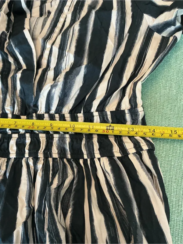 Anthropologie XS Black White Stripe Maxi Dress Cotton Pockets - Image 10