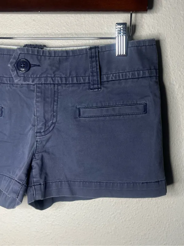 Y2K Vintage American Eagle Blue Low Rise Mini Shorts Stretch Cotton Chino - Image 4