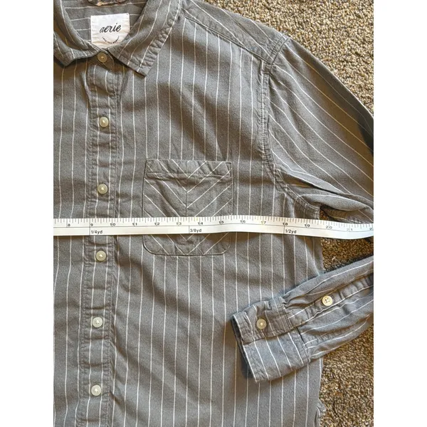 Aerie Off Duty Flannel Pajama Set. Gray/white. Size XXS - Image 2