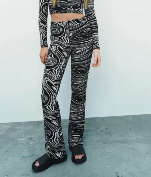 ZARA Set Matching Knit Marble Jacquard Printed  - Image 3