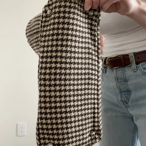 Rare Vintage Kate Spade Houndstooth Leather Strap Tote Bag - Image 6