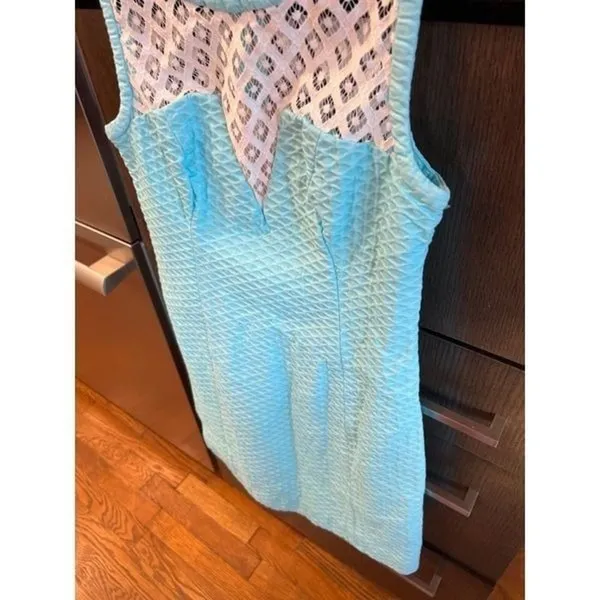Lilly‎ Pulitzer Dress Womesn Blue Lace trim Size 0 XS - Image 3