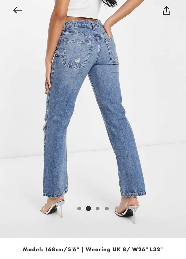 Diamanté jeans ASOS Design Blue Size 28 - Image 3