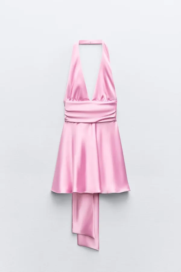 Zara dress mini halter pink satin Bow 🍬 🎀 wedding party coctail bridal shower - Image 12