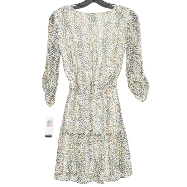 NWT City Studio Womens Dress Surplice Belted Lined Ivory Peach Size XXS 2XS DJ - Image 11