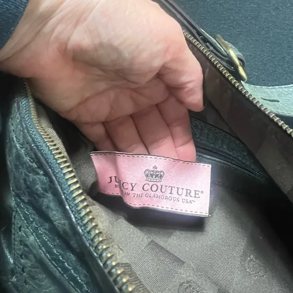 Vintage Y2K Juicy Couture Dark grey Leather Shoulder Bag - Image 4