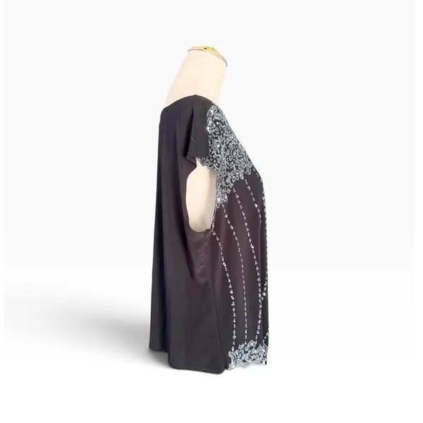 Vintage Y2K Dressbarn Collection Size 18 Black Silver Beaded Party Top USA - Image 4