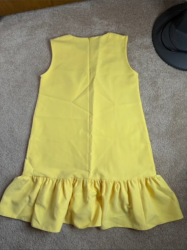 Van Gils Lemon Yellow Retro Sleeveless Babydoll Above Knee Dress. Size M - Image 6