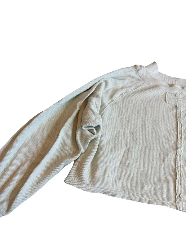 We The Free People Light Green Pullover Sweater Stretch Waffle Knit Size Medium - Image 9