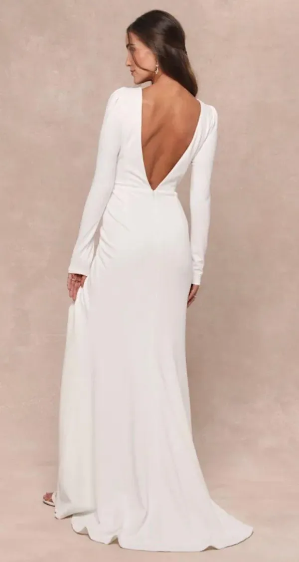 Lulus New Stunning Romance White Long Sleeve Mermaid Maxi Dress Size Small - Image 2