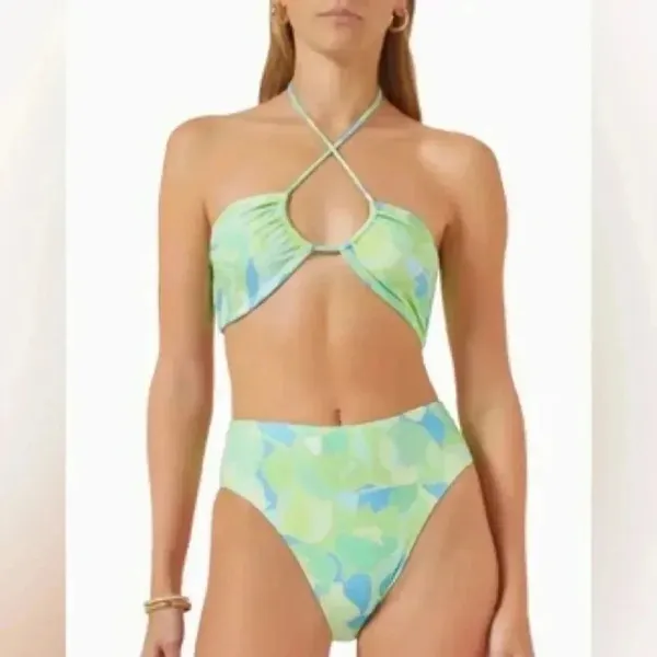 Faithfull The Brand Arriba Bikini Top in Galarosa Print Sz S‎ - Image 2