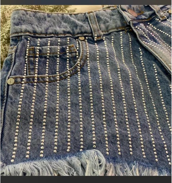 Rhinestone shorts Blue Size XS - Image 3