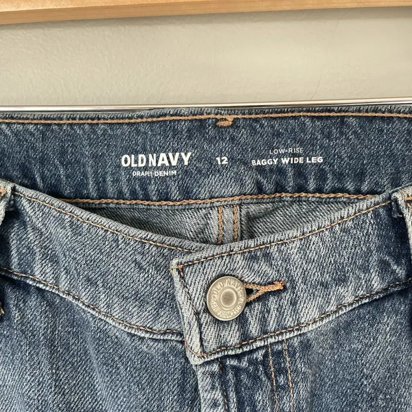 Old Navy Low Rise Baggy Wide Leg Denim Jeans Pants Cotton Blend Blue Size 12 - Image 9