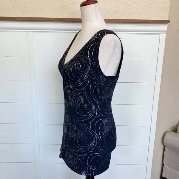 Express Glam Black & Silver Shimmer Sparkly Tunic Tank Stretch‎ Blouse -S NWT - Image 8