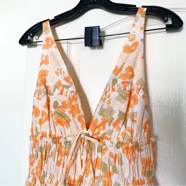 Peony Dress‎ Vacation Cotton Floral Lightweight Summer Maxi Pastel Orange M EUC - Image 5