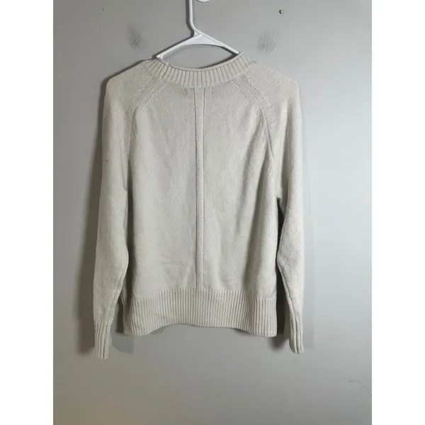 Banana Republic Ivory Crew Neck Raglan Sweater HOL23 736732-01‎ Womens Large - Image 5