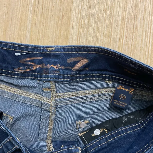 SEVEN 7 Low Rise Medium Wash Distressed Blue Denim Skinny Jeans Women's Size 28 - Image 15