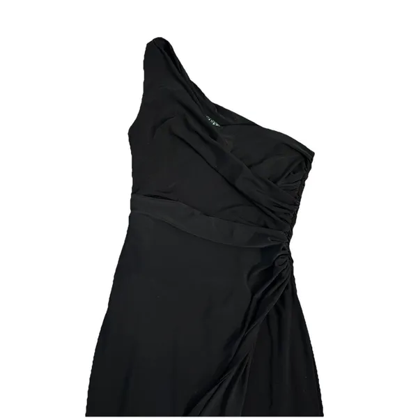 Ralph Lauren Evening Dress 2 Maxi One‎ Shoulder Faux Wrap Ruching - Image 3