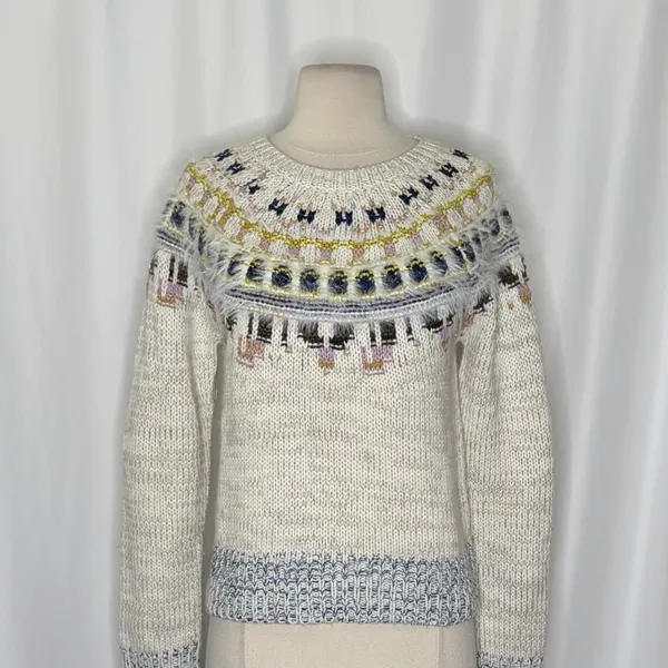 J. CREW x The Reeds Fuzzy Fair Isle Wool Blend Sweater Knitwear Pullover Small - Image 3