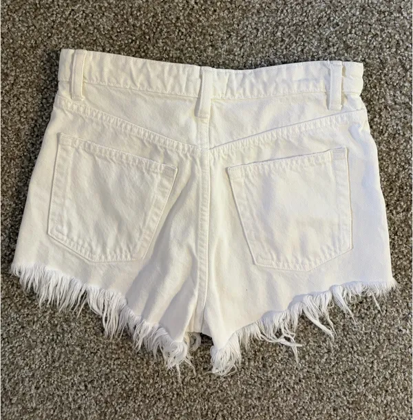 ZARA White Denim Shorts - Image 3