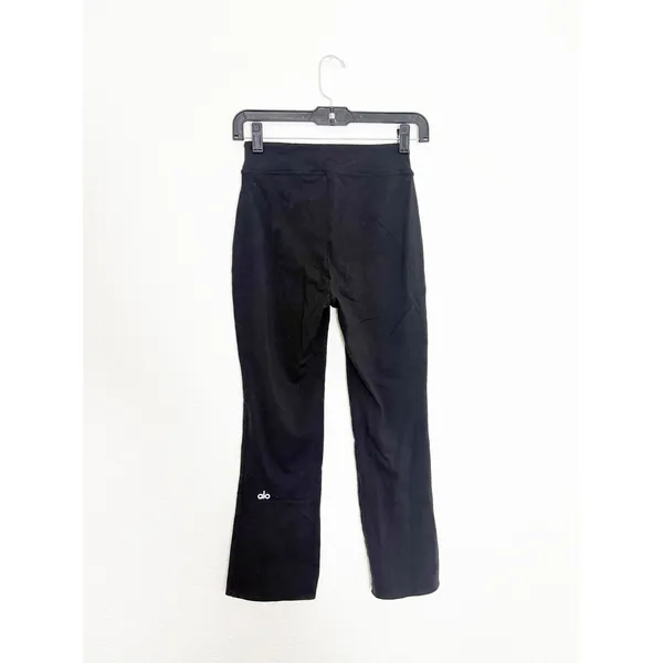 Alo Airbrush High-Waist Flutter Cropped Leggings Size XS Black Split Flare Hem - Image 12