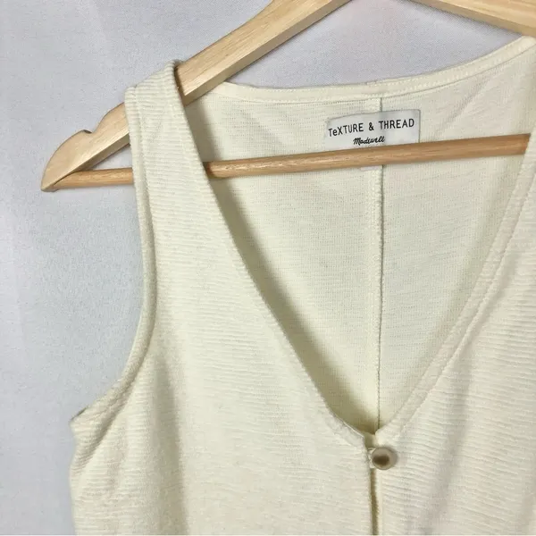 Madewell Texture‎ & Thread White Button Front Tie Tank Top S - Image 4