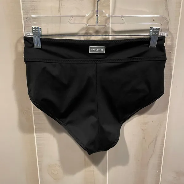 Cute Fabletics high rise cheeky swim bottoms medium beach pool wide band - Image 5