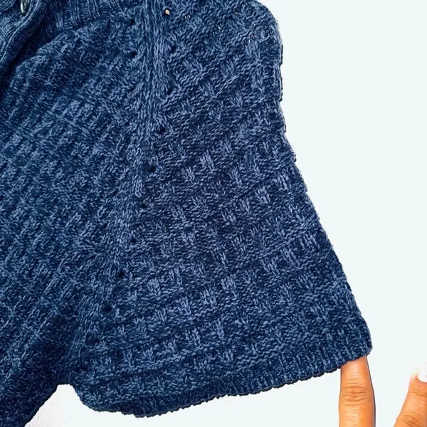 Sonoma Navy & Lavender Weave Knit Short Sleeve Cardigan Size Medium - Image 3