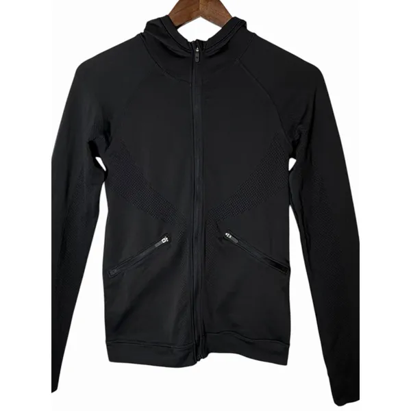 Lululemon Seamless Ventilate Jacket Black Hooded Full Zip Running Gym Womens 6 - Image 4
