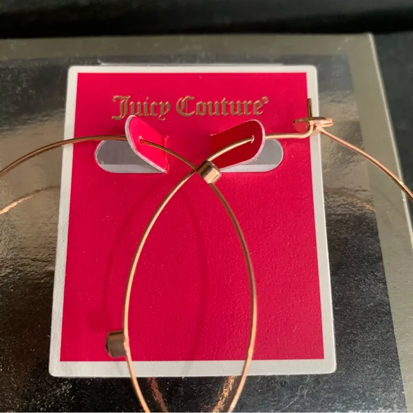 Juicy Couture E Fine Gem Hoop Rose Gold Pave Earrings Brand New - Image 5