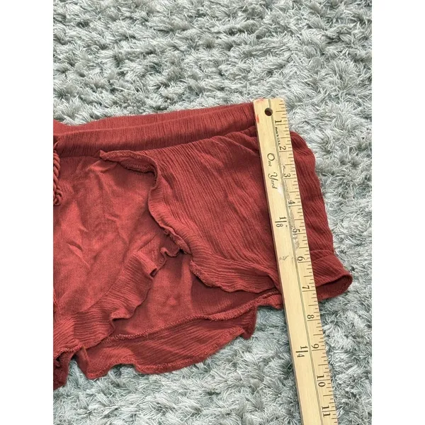 Forever 21 Shorts Women’s Ruffle Tiered Smocked Waist Hot Pants rust brown Approx Size S - Image 7