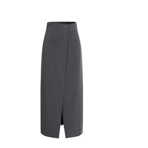 Commense Brown High Waisted Wrap Midi Skirt Front Slit XS 231021003‎ - Image 3