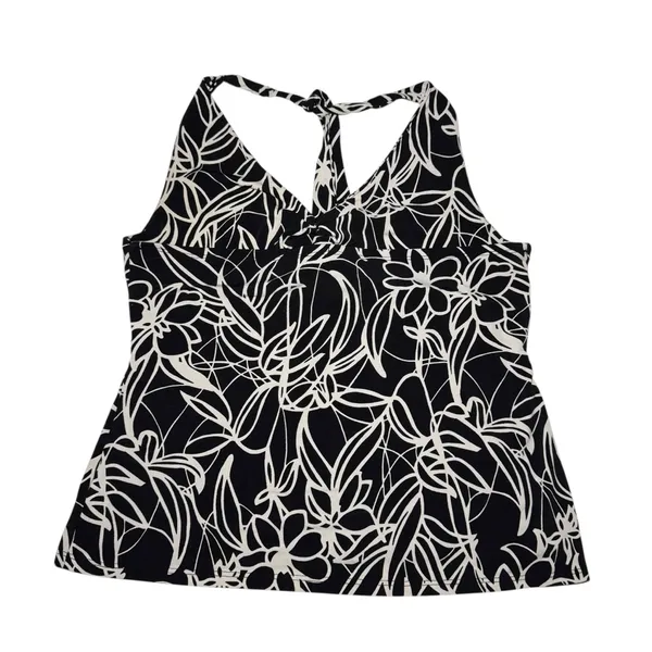 Y2K Black & White Floral Halter Swim Top - Image 3