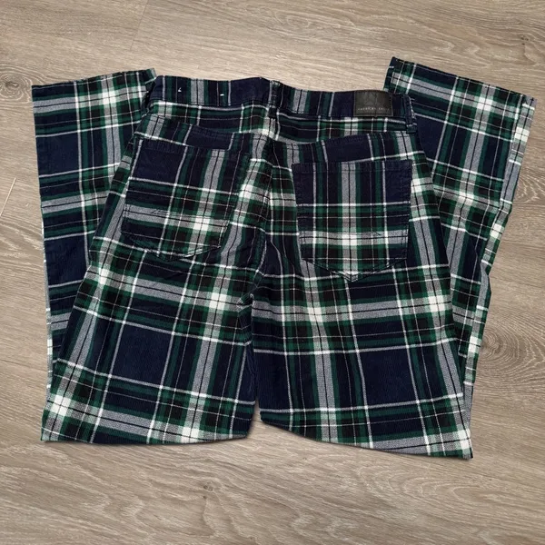 American Eagle Outfitters Green and Blue Plaid Bootcut Pants - Image 3