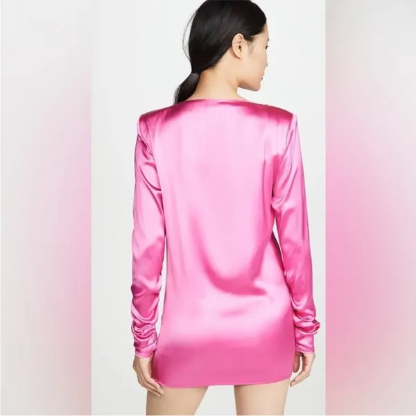 Gauge81 Pisa Fuchsia Pink‎ Satin Ruched Long Sleeve Mini Dress Sz XS NEW - Image 2