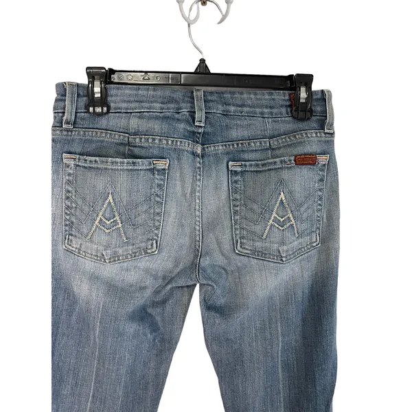 7 For All Mankind Size 28 Light Wash‎ Low Rise Straight Jeans - Image 3