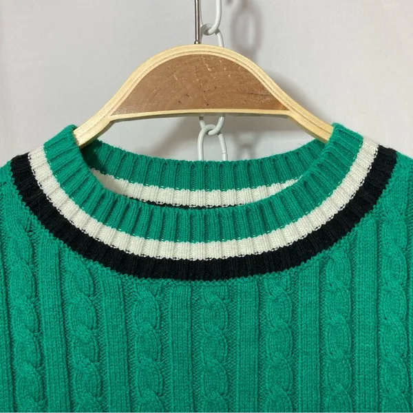 BP Nordstrom Green White Black Cable Knit Sleeveless Sweater Vest Top Large - Image 3