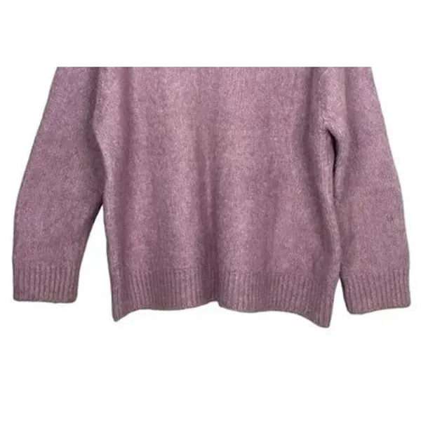 ZARA Oversized Ribbed Hem Long Sleeve Round Neck Pullover Sweater M Purple - Image 4