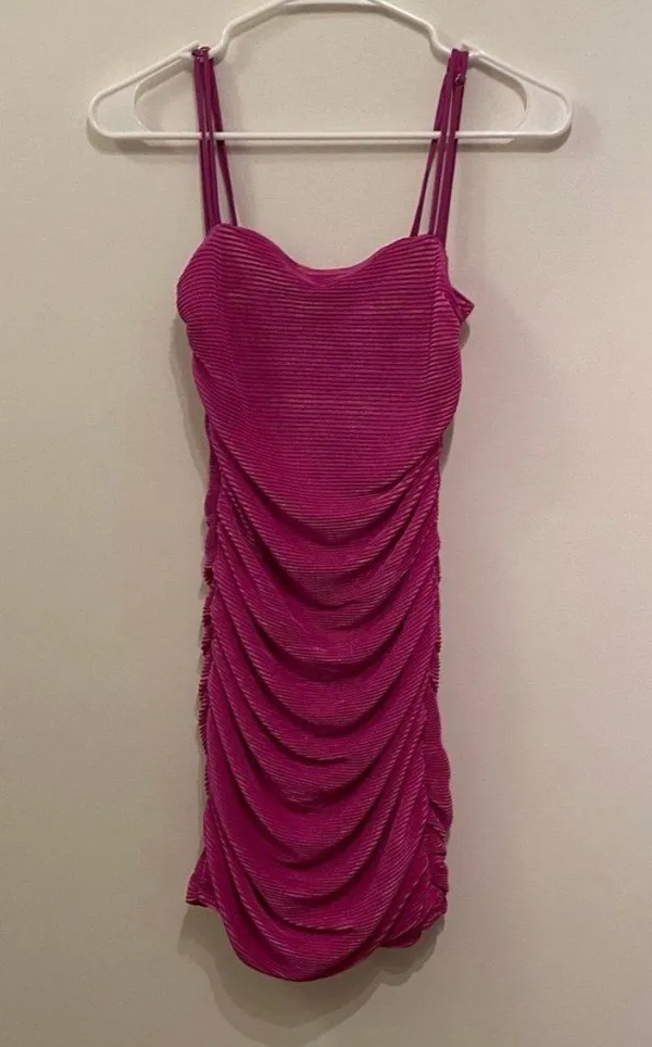 Hot Pink Mini Bodycon Dress - Image 3