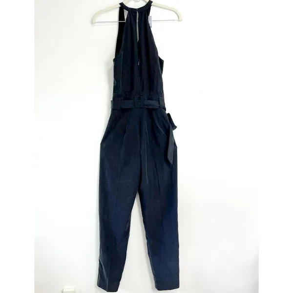 Express Sleeveless Jumpsuit Back Zip Black Size Zero Belted Casual‎ Classic 90's - Image 2