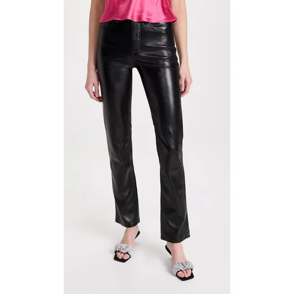 GOOD AMERICAN Faux Leather Good Icon Jeans in Black001 Size US 27 - Image 2